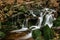 Cascades of small river stream in Orlicke Mountains,Czech republic. Long exposure water.Fresh spring mountain scenery.Untouched