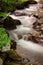 Cascades of water gently glide over rocks in mountain stream