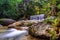 Cascades of waterfall over rock ledges