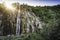 Cascades and waterfalls in the landscape of Plitvice Lakes.