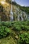 Cascades and waterfalls in the landscape of Plitvice Lakes.