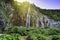 Cascades and waterfalls in the landscape of Plitvice Lakes.