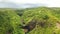 Cascades of waterfalls Tamarin island of Mauritius. Aerial view. Seven cascades of Tamarin waterfalls. View of nature