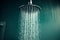 Cascading freshness, water flowing from the showerhead, copy space