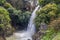 Cascading Saar Waterfalls slashes through Saar river gorge. Spring time in the Golan Heights