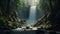 a cascading waterfall hidden in a deep forest