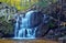 Cascading woodland waterfall and fall foliage