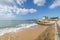 Cascais Beach and Seascapes with waves and traditional Buildings