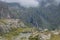 Cascata delle Pisse waterfall in valley of Pisse, Alagna Valsesia area, Italy