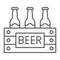 Case of beer thin line icon, alcohol and drink, pack of beer bottles sign, vector graphics, a linear pattern on a white