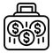 Case laundry money icon, outline style