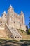 Casemate bunker emerging from the walls and the keep of Castelo da Feira Castle