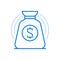 Cash accumulation vector line icon. Savings in bank accumulate deposits and successful banking for future.