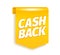 Cash back bookmark flag. Shining gold. Cashback word letters. Icon labels emblem 3d vector realistic. Color Illustration