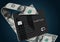 Cash back credit card rewards are illustrated here with a looping arrow made of dollar bills wrapping around a cash back card.