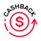 Cash back icon with dollar symbol and arrow. Isolated, lined, vector pictogram. Save money on internet store shopping concept. Pay