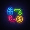 Cash Back Neon Icon Vector. Cash Back neon sign, design template, modern trend design, casino neon signboard, night