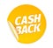 Cash back. Shining gold sticker with curved corner. Cashback word letters. Icon labels emblem 3d vector realistic. Color