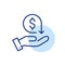 Cash back symbol. Hand holding a dollar sign with renew arrow. Pixel perfect icon