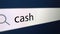 Cash back written in search bar with cursor