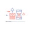 Cash bundle and sand glass, time is money concept, financial investment line icons