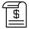 Cash check icon, outline style