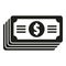 Cash compensation icon simple . Money work