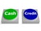 Cash Credit Buttons Shows Currency Or Loan