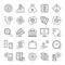 Cash, credit card, bank and payment outline vector icons