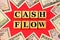 Cash flow. Text inscription on the background of banknotes.