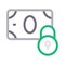 Cash lock vector color line icon