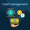 Cash management flat concept vector icon