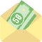 Cash money in envelop vector salary icon