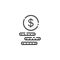 Cash money thin line icon. Dollar coins. Outline commerce vector illustration