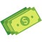 Cash money vector icon dollar sign stack on white