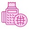 Cash register and globe flat icon. Cash machine and planet symbol pink icons in trendy flat style. Global service