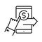 Cash remittance line icon, concept sign, outline vector illustration, linear symbol.