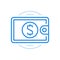 Cash settlement vector line icon. Payment for purchases and taking out loan wallet filled with money.