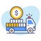 cash transit finance flat icon, Take The Money And Run, flat line icon