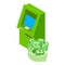 Cash withdrawal icon, isometric style