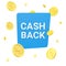 Cashback 3d render illustration and money back offer icon. Discount card label. Return banner concept, rebate promotion