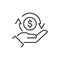 Cashback icon, return money, cash back rebate, thin line web symbol on white background