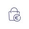 cashback line icon with a bag and euro