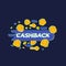 Cashback, money refund vector with glitch effect