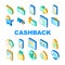 Cashback Money Service Collection Icons Set Vector