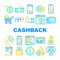 Cashback Money Service Collection Icons Set Vector