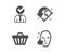 Cashback, Shop cart and Vacancy icons. Healthy face sign. Receive money, Web buying, Businessman concept. Vector