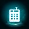 Cashbox vector icon. Lighting blue smoke neon icon. Cashbox vector icon
