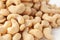 Cashew group. Close-up. White background . Isolated