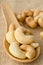 Cashew nuts in wooden spoon